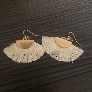 White fringe earrings